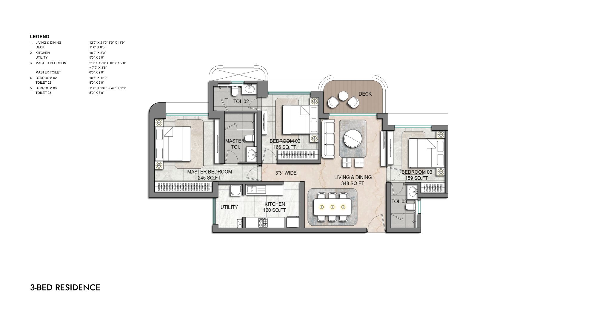 Hiranandani Maitri Park 2 BHK Golf View Floor Plan