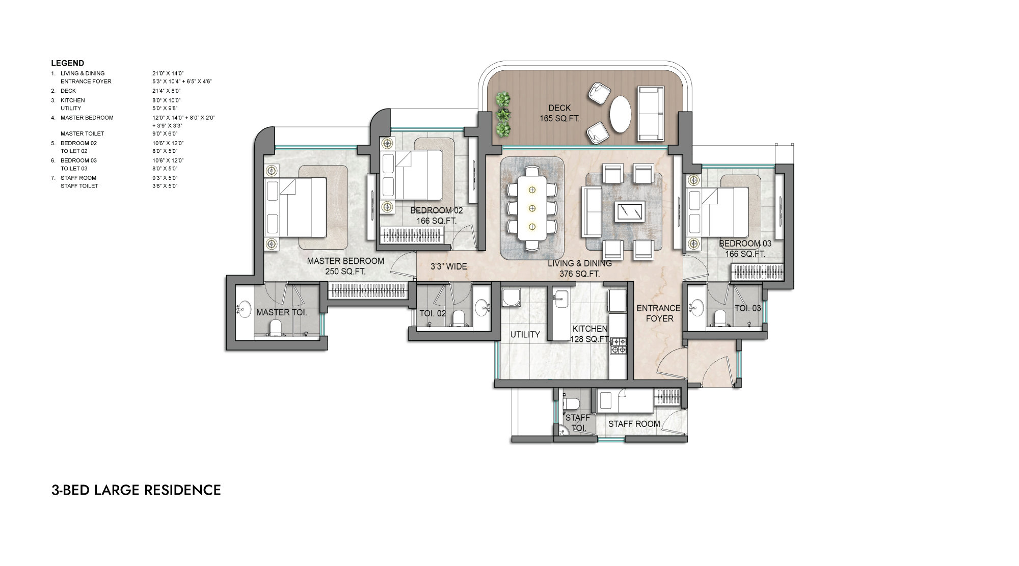 Hiranandani Maitri Park 3 BHK Golf View Floor Plan