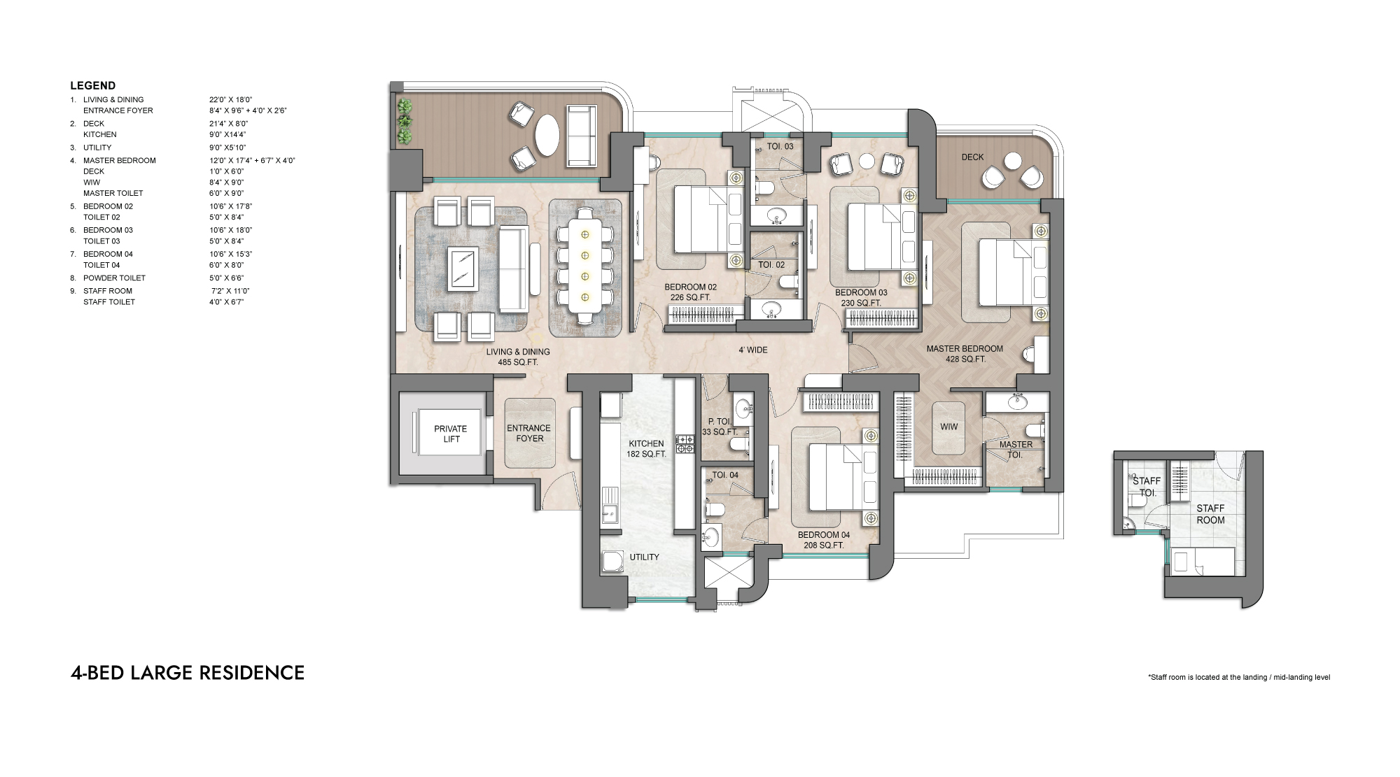Hiranandani Maitri Park 4 BHK Golf View Floor Plan